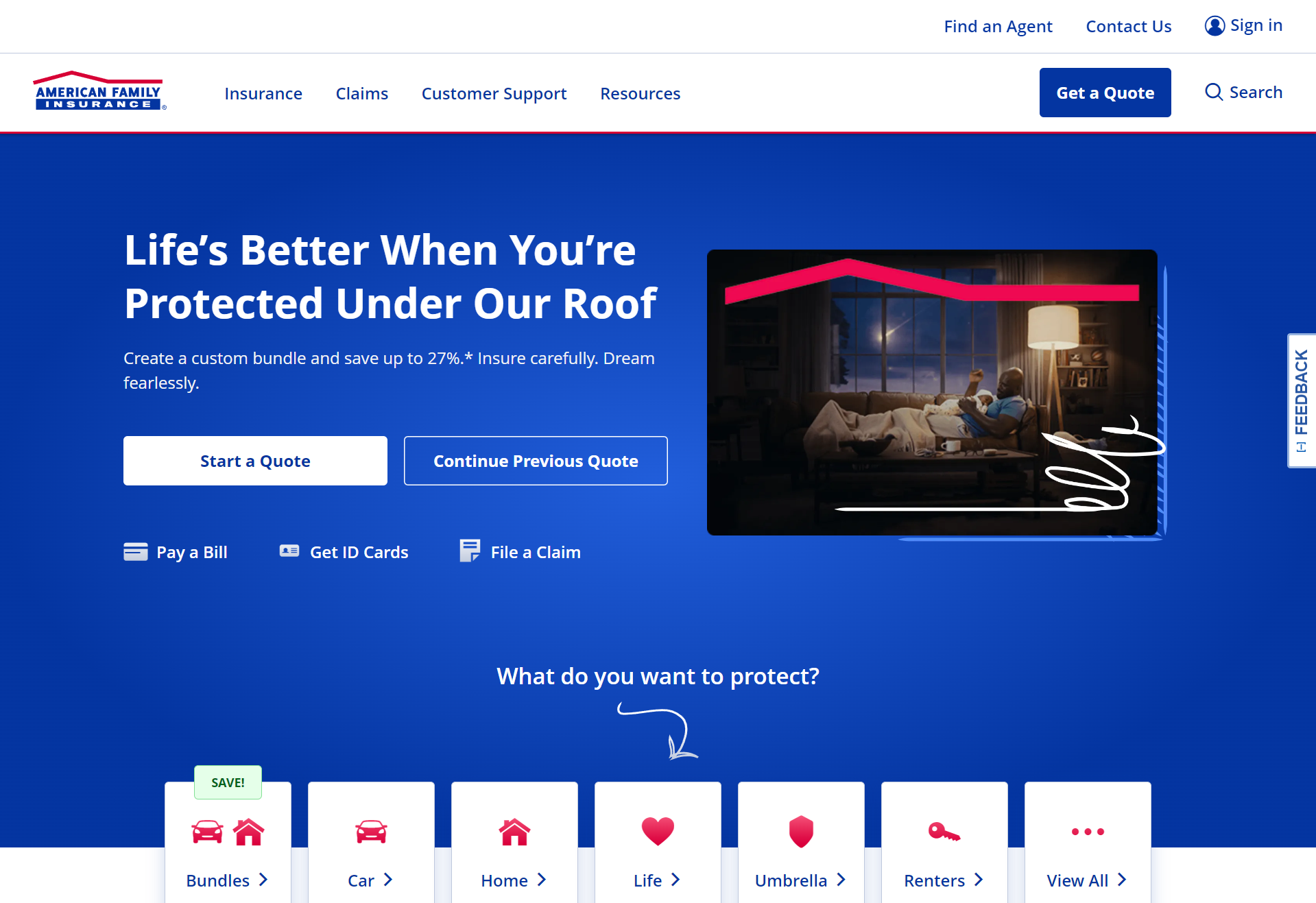 American Family HomePage Screenshot: does my auto insurance cover rental cars